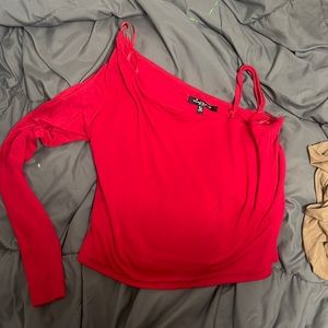 Red top one sleeve and shoulder